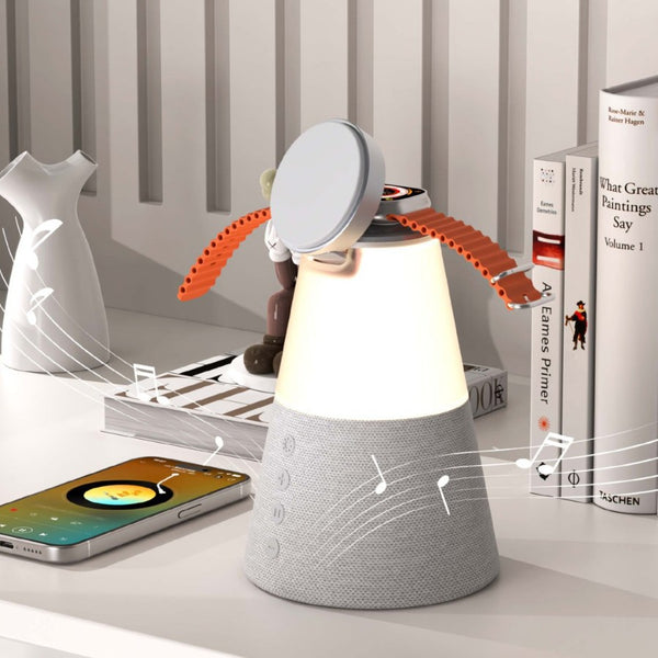 Cargador Inalámbrico 3 en 1 con Parlante Bluetooth y Luz Nocturna