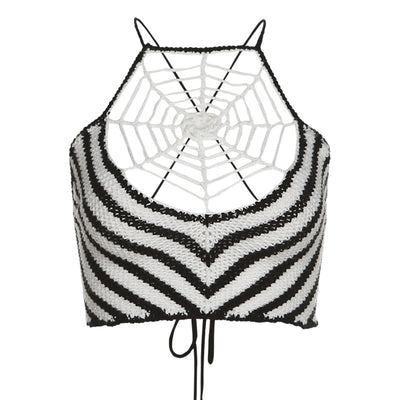 Chaleco Tejido con Diseño de Telaraña en Contraste - Image 6
