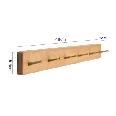 Perchero de Pared Nórdico en Madera Maciza con Ganchos de Latón - Estilo Japonés Nogal Negro - Image 13