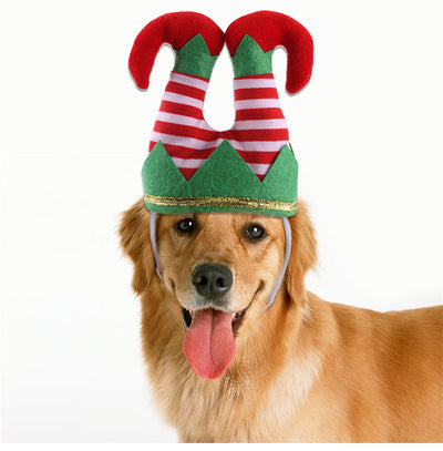 Gorro Navideño Payaso a Rayas para Mascotas - Adorno Divertido para Perros - Image 2