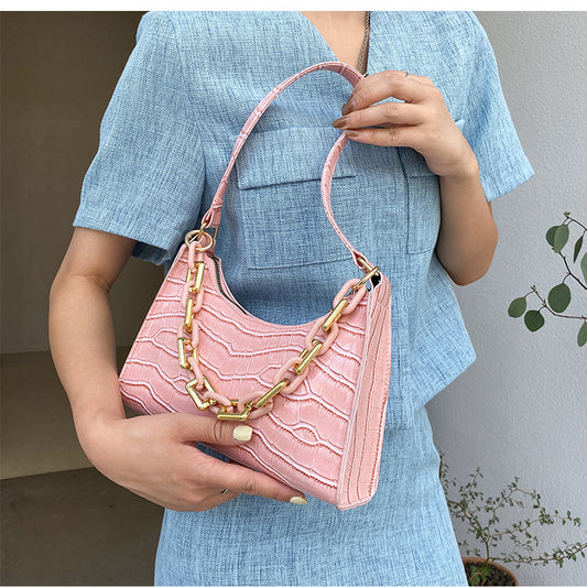 Bolso de Hombro con Textura de Piedra y Cadena para Mujer - Image 2