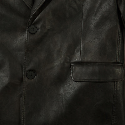 Blazer de Cuero PU Liso para Hombre - Estilo Americano - Image 4