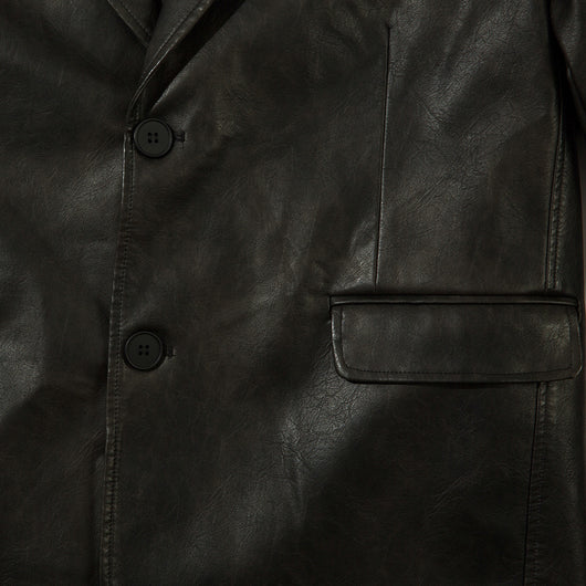 Blazer de Cuero PU Liso para Hombre - Estilo Americano - Image 4