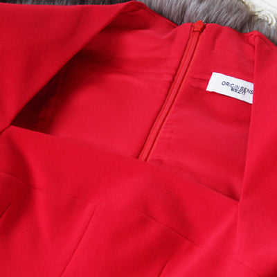 Vestido Largo Rojo de Manga Larga para Mujer - Image 11
