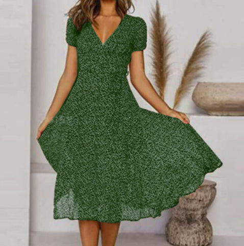 Vestido Estampado Escote V con Cordones y Detalles de Encaje - Image 2