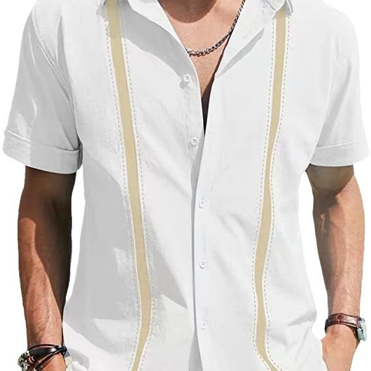 Camisa Manga Corta con Cuello Contrastante para Hombre - Image 5