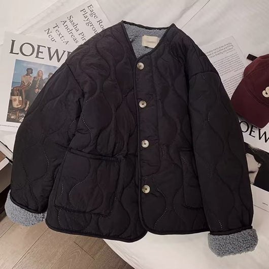 Chaqueta Acolchada de Lana Cordero para Mujer - Abrigo de Invierno - Image 7