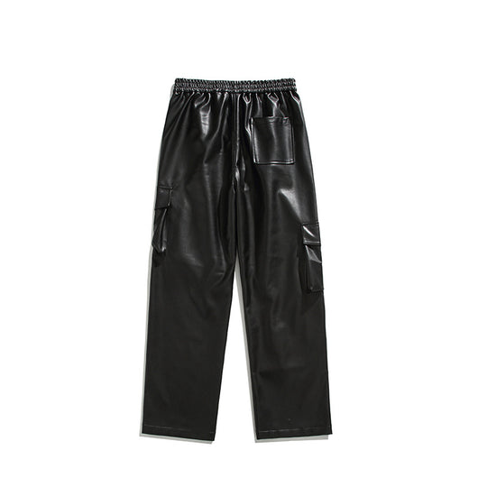 Pantalones de Cuero PU Retro Americano Holgados y Rectos para Hombre - Image 5