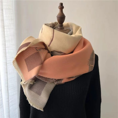 Bufanda de Cachemir Artificial Bicolor Estilo Coreano para Mujer Invierno - Image 18
