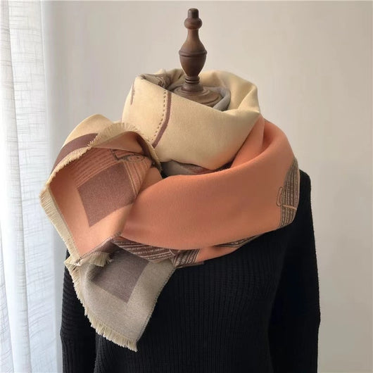Bufanda de Cachemir Artificial Bicolor Estilo Coreano para Mujer Invierno - Image 18