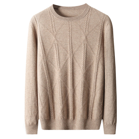 Suéter de Cashmira Trenzado con Cuello Redondo para Hombre - Colección Otoño Invierno - Image 2