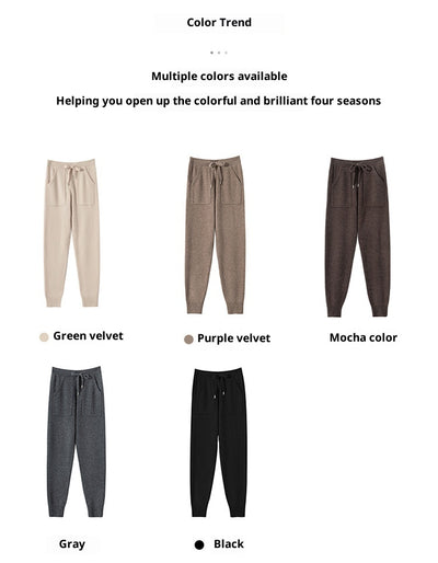Pantalones de Punto Otoño-Invierno para Mujer, Cintura Alta Drapeado Elegante Efecto Adelgazante - Image 29