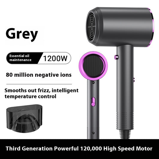Green electric hair dryer with gold accents, 1200W, negative ion technology, and intelligent temperature control. - Image 7