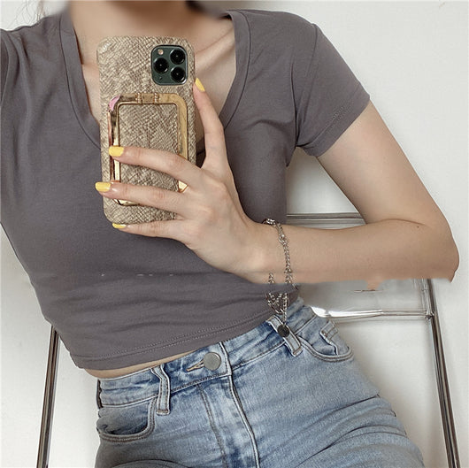 Funda de Teléfono con Soporte Metal y Hebilla Cuadrada de Diseño Exclusivo - Image 4