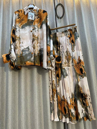 Conjunto de Dos Piezas: Blusa Estampada Personalizada + Pantalón Ancho de Cintura Alta - Image 13