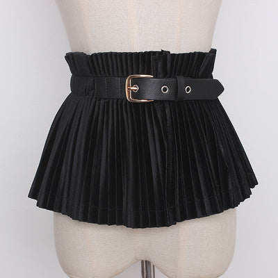 Falda Plisada Terciopelo Retro con Diseño de Hebilla Otoño-Invierno - Image 10