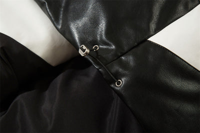 Abrigo Acolchado de Algodón con Cuello Alto y Costuras Irregulares Bicolor - Image 8