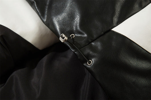 Abrigo Acolchado de Algodón con Cuello Alto y Costuras Irregulares Bicolor - Image 8