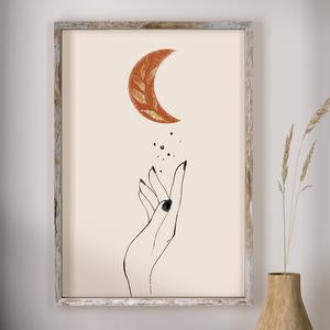 Arte Abstracto Nórdico Moderno con Sol y Luna en Línea Dorada - Image 3