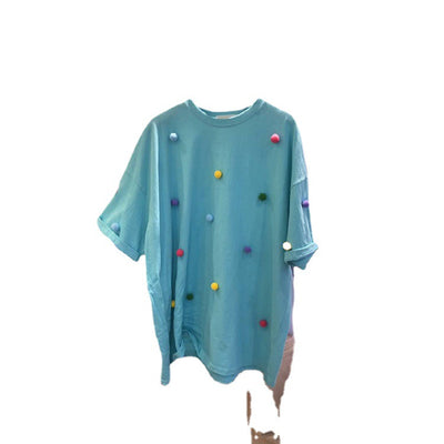 Blusa Mujer Cuello Redondo con Diseño 3D Efecto Volumen Manga Corta - Image 5