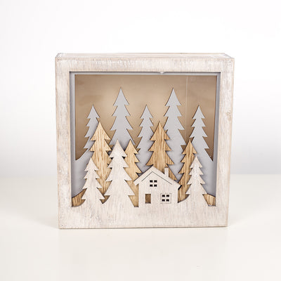 Caja Luminosa Navideña de Madera con Adornos Decorativos - Image 5