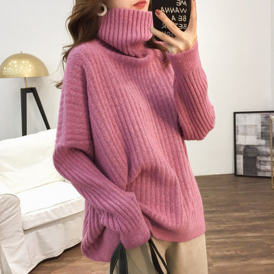 Suéter de Cuello Alto Tejido Suelto Manga Larga para Mujer - Image 12