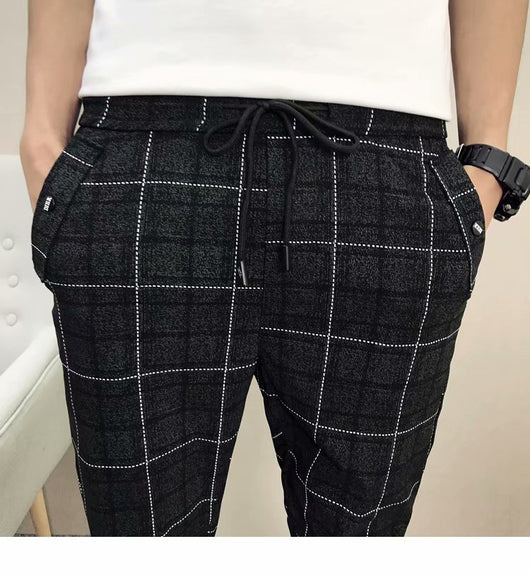 Pantalones Casuales Cuadros Hombre Estilo Coreano Slim Harem Ajustados Moda Trendy - Image 7