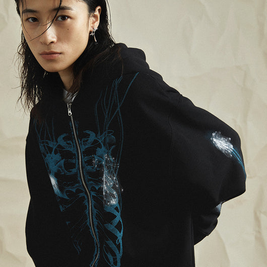 Sudadera con Capucha y Cierre de Estilo Urbano en Gris Oscuro - Image 8