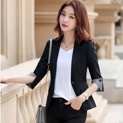 Traje de Negocios Slim Fit Elegante con Mangas Tres Cuartos - Image 12