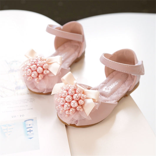 Sandalias Infantiles de Princesa con Punta Abierta, Flores de Perla y Suela Suave - Image 7
