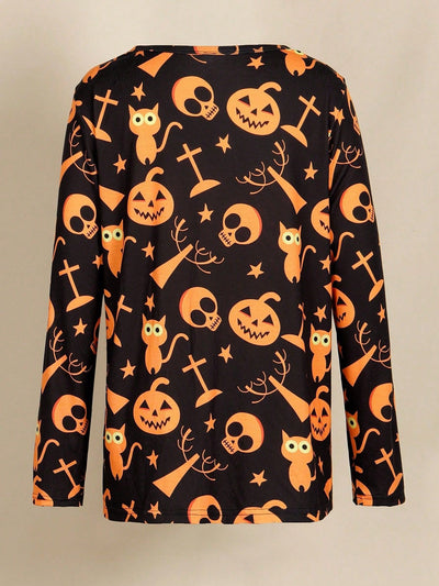 Playera Halloween Talla Grande Manga Larga Cuello Redondo con Estampado Digital - Image 11