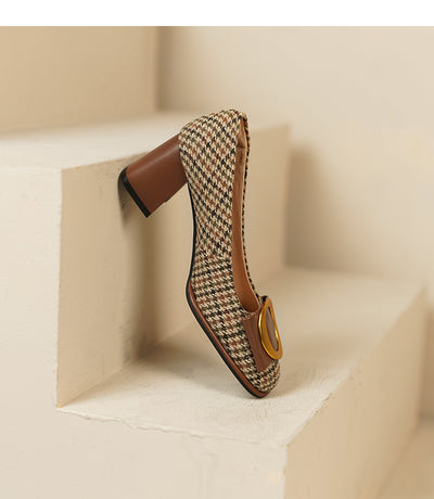 Tacones Altos Marrón con Moño Metálico para Mujer - Image 6