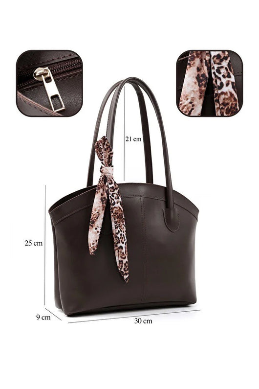 Bolso de Cuero Sintético Marrón con Cierre - Bandolera y Mano para Mujer - Image 4