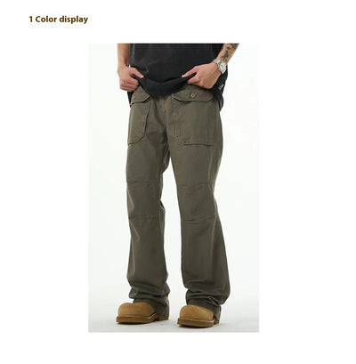 Pantalón Overol Holgado Gris Verdoso para Hombre - Estilo Casual Versátil - Image 10