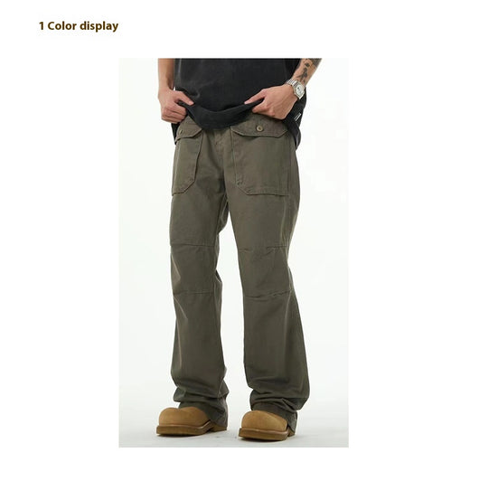 Pantalón Overol Holgado Gris Verdoso para Hombre - Estilo Casual Versátil - Image 10
