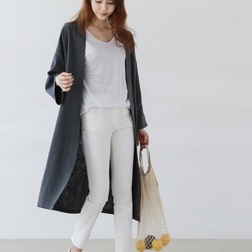 Cardigan Cuello Redondo Manga Larga Casual Cómodo - Image 15