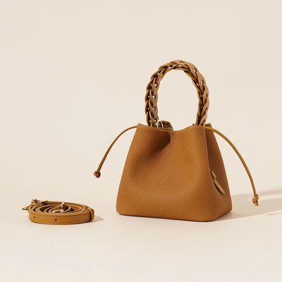 Bolso Bandolera de Cuero Vegetal - Estilo Bucket Vintage - Image 7