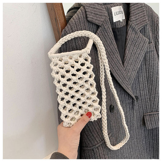 Bolsa Mensajera Tejida de Colores Lisos - Estilo Casual Multiusos - Image 19