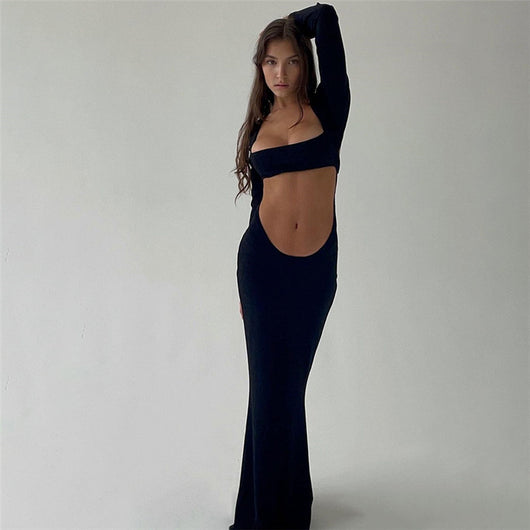 Vestido Largo de Noche Elegante con Detalles Calados - Image 4