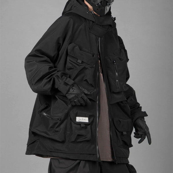 Chaqueta de Trabajo Holgada con Capucha - Diseño Tridimensional y Casual