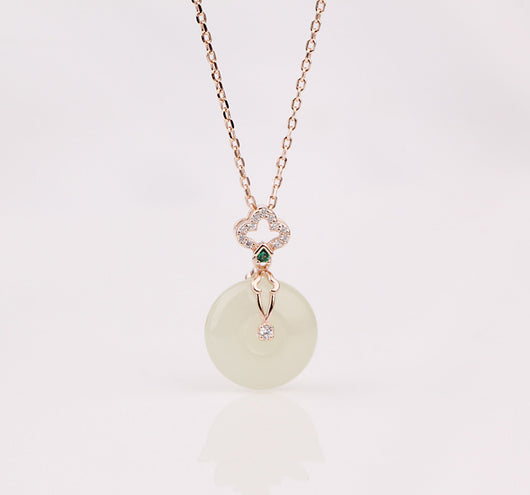 Collar de Plata 925 con Jade Hetian Natural Estilo Chino Contemporáneo - Image 8