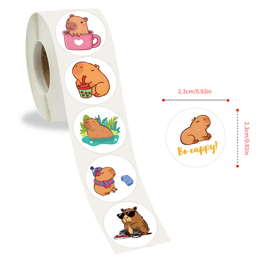 Rollo de 500 Stickers Capibara Infantiles - Pegatinas de Colores para Cuadernos y Guitarra - Image 4