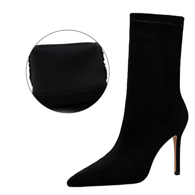 Botas de Tacón Alto Punta Fina en Gamuza para Mujer - Image 13
