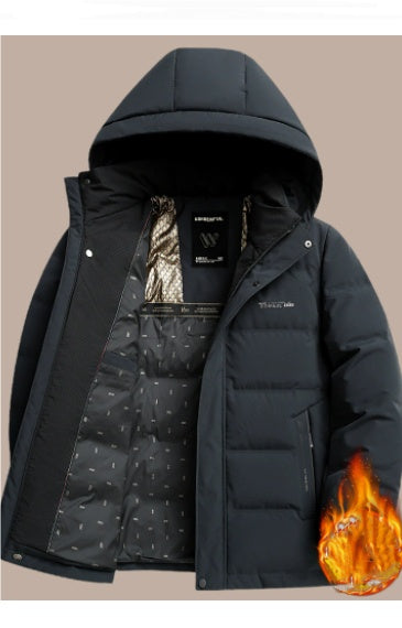 Men's Quilted Short Hooded Coat for Seniors