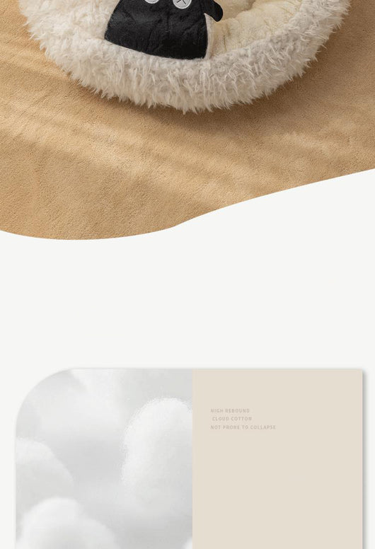 Cama Cueva para Gatos en Forma de Oveja - Cálida y Cerrada para Invierno - Image 13
