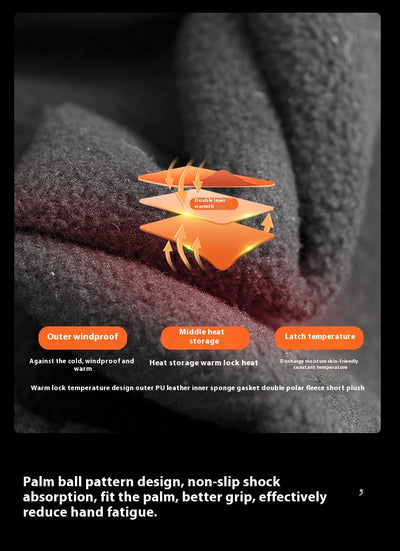 Guantes de Cuero Térmicos Aislados con Forro Polar para Motociclismo Invernal - Image 14