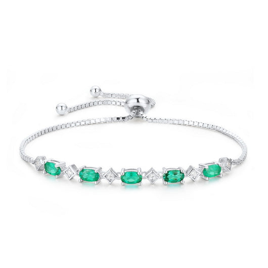 Pulsera de Plata S925 con Esmeralda Cultivada en Diseño Ovalado - Image 4