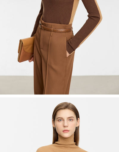 Suéter de Cuello Alto Bicolor en Lana Merino, Ajuste Slim para Mujer - Image 11