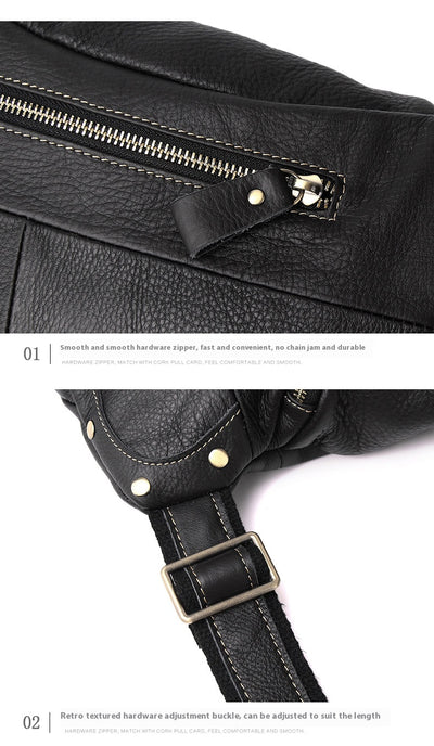 Bolsa Mensajero de Cuero Genuino Estilo Retro con Gran Capacidad para Hombre - Image 18