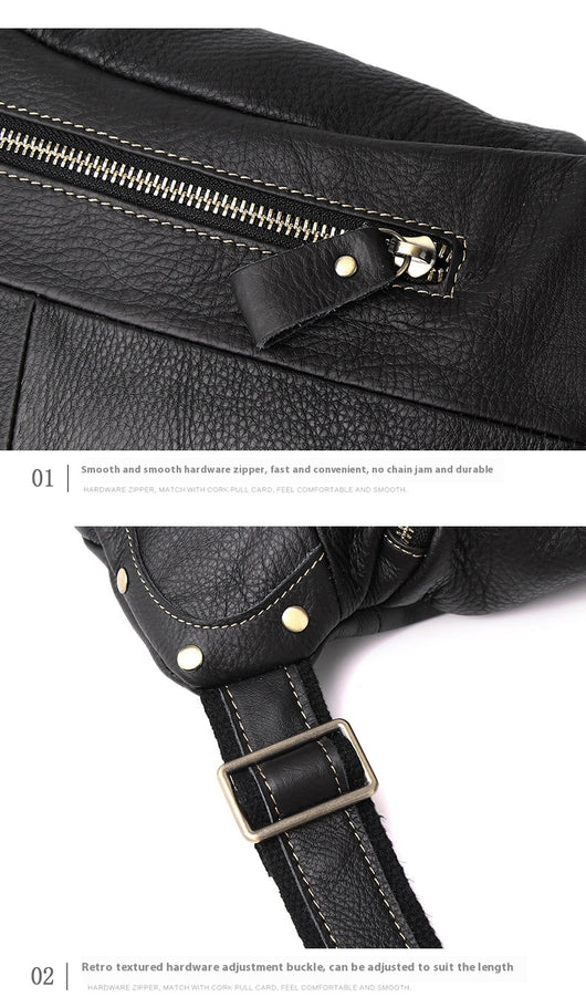 Bolsa Mensajero de Cuero Genuino Estilo Retro con Gran Capacidad para Hombre - Image 18